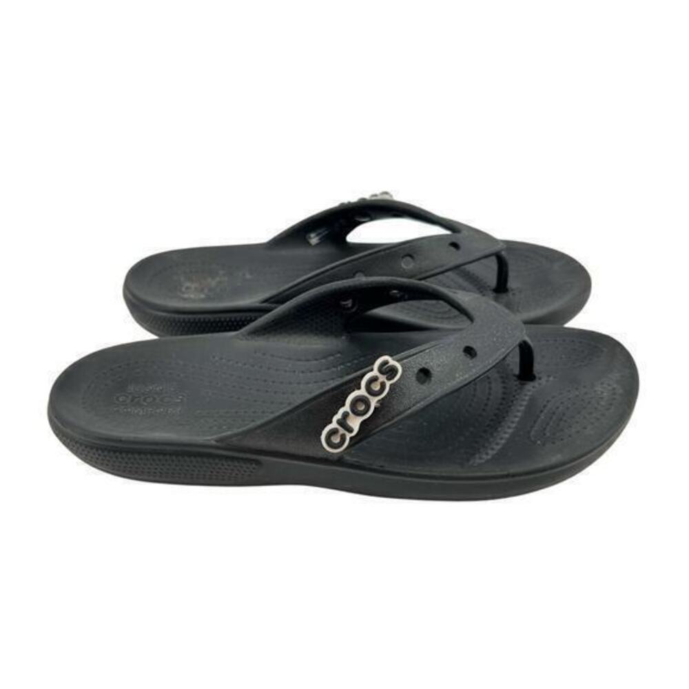 Crocs Classic black Flip Flop slide on sandals light weight size 8 women / 6 men